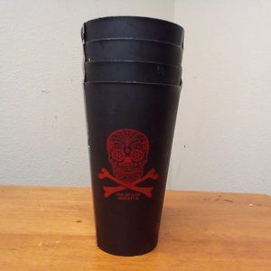 dios de los muertos cups 4 pack 20 fl .oz. cups black n red skull.